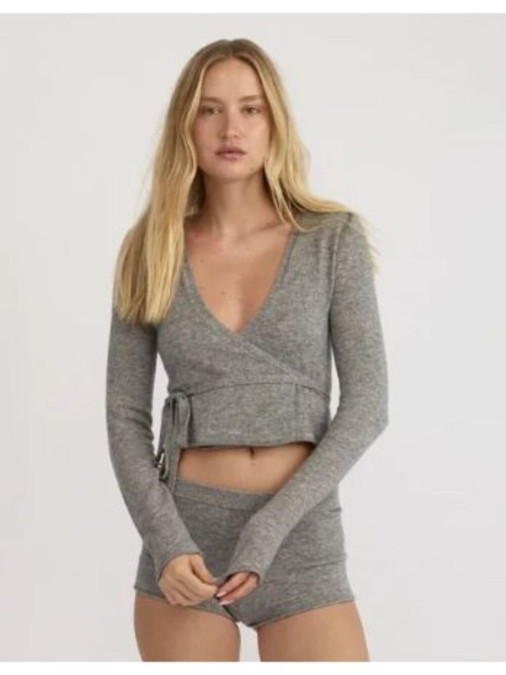 NEW Organic Basics Responsible Wool Fine Knit Wrap Cardigan, Gray, Size XL
